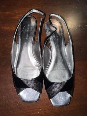 Anne Klein Black Women's Slingback Peep-Toe Heels